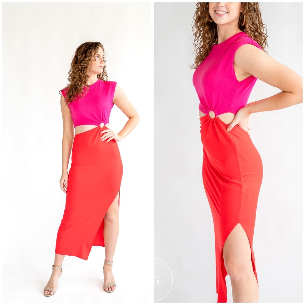 Colorblock mindi dress